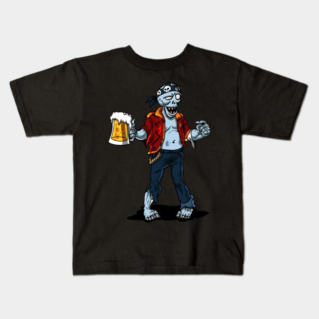 Zombie Pirate Party Kids T-Shirt by underheaven